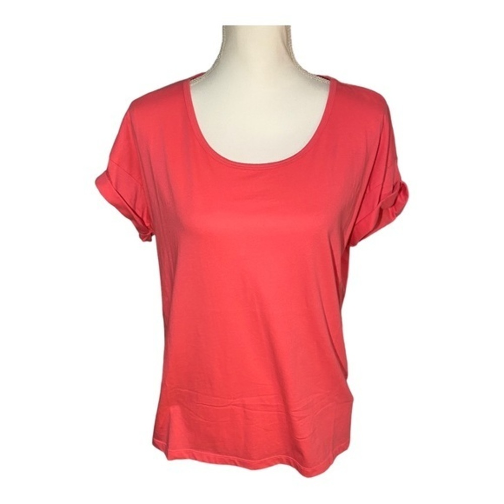 Fabletics Women’s Small Brook Tee II Pink Short Sleeve Cuffed Rolled Sleeves - Picture 2 of 8